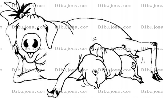 Dibujo para colorear Colorear Marrana Amamantando A Sus Cochinitos