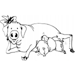 Dibujo para colorear Colorear Marrana Amamantando A Sus Cochinitos