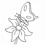 Dibujo para colorear mariposa sobre una flor para colorear