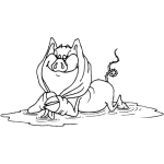 Dibujo para colorear Colorear Cochinita Con Una Toalla En Una Poza De Agua Sucia