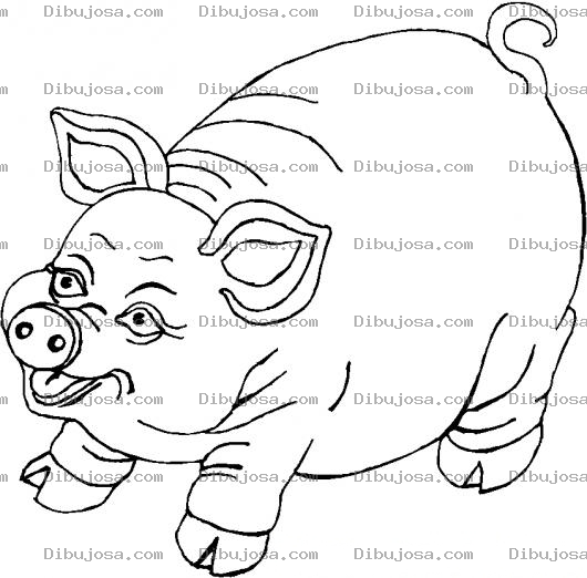 Dibujo para colorear Colorear Cerdo Feliz
