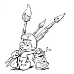 Dibujo para colorear Pintar Pitufos con Pinceles