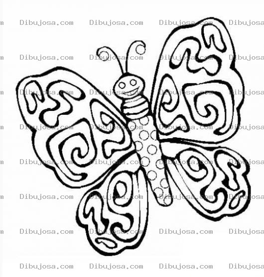 Dibujo para colorear mariposa con alas muy originales para colorear