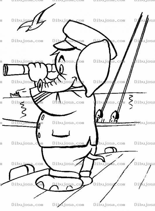 Dibujo para colorear Colorear Elefante Con Telescopio