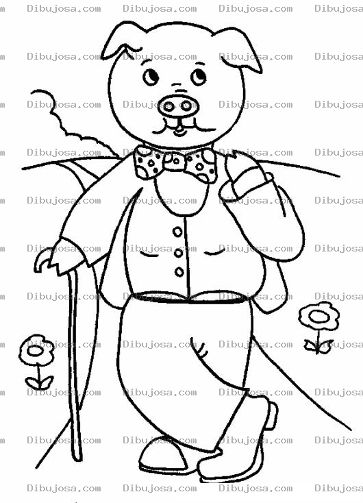 Dibujo para colorear Colorear Marranito Con Corbatin