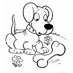 Dibujo para colorear Colorear Cachorro Con Hueso