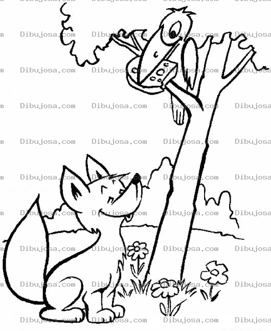 Dibujo para colorear Colorear Zorrito Con Pajarraco