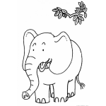 Dibujo para colorear Colorear Elefante Bajo Una Rama