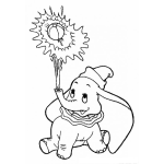 Dibujo para colorear Colorear A Dumbo Jugando Con Una Pelota