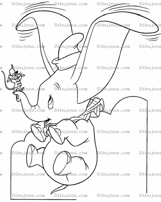 Dibujo para colorear Colorear Dumbo Volando Con Sus Orejas