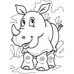 Dibujo para colorear Colorear Rinoceronte Bebe
