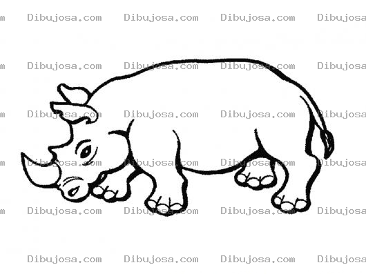 Dibujo para colorear Colorear Rinoseronte Con Cacho Al Ataque