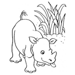 Dibujo para colorear Colorear Rinocerontito Con Leguita De Fuera
