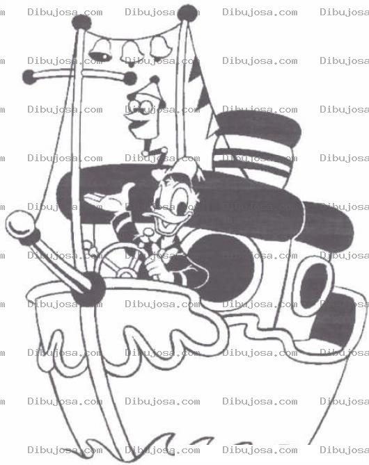 Dibujo para colorear Colorear Barco Del Pato Donald