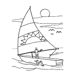 Dibujo para colorear Colorear barquito de vela en atardecer