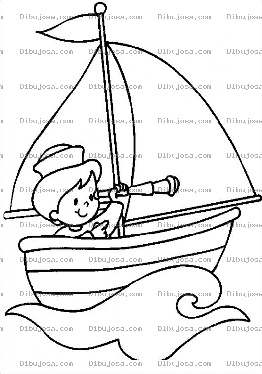 Dibujo para colorear Colorear chico en bote pequeno