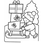 Dibujo para colorear Colorear Nene Con Trineito Con Regalitos De Navidad