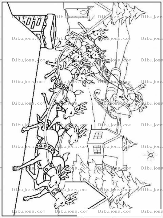 Dibujo para colorear Dibujo De Santa Claus En Su Trineo Para Colorear