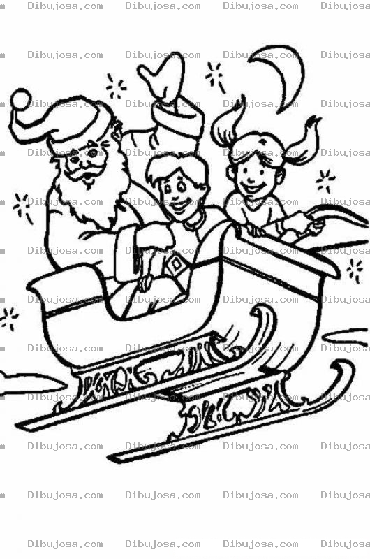 Dibujo para colorear Colorear A Santa Volando Con Ninos En El Cielo