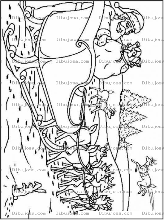 Dibujo para colorear Dibujo De Santa Alistando El Trineo Para Pintar
