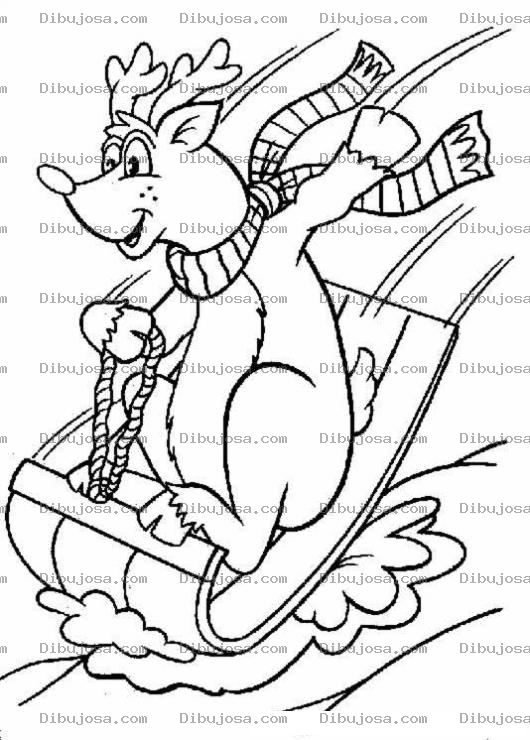 Dibujo para colorear Dibujo De Rodolfo El Reno De Santa Deslizandose En La Nieve