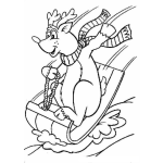 Dibujo para colorear Dibujo De Rodolfo El Reno De Santa Deslizandose En La Nieve