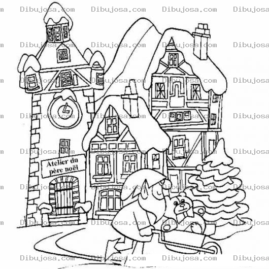 Dibujo para colorear Fabrica De Juguetes De Papa Noel Para Colorear
