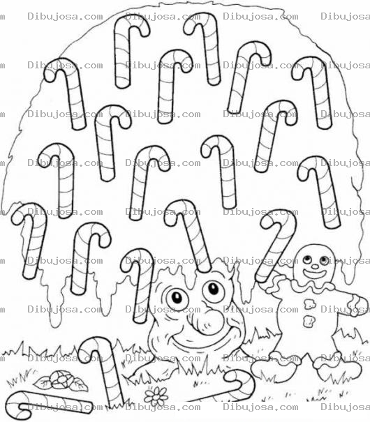 Dibujo para colorear Colorear Al Hombre De Jenjibre Cortando Dulces De Bastones De Navidad