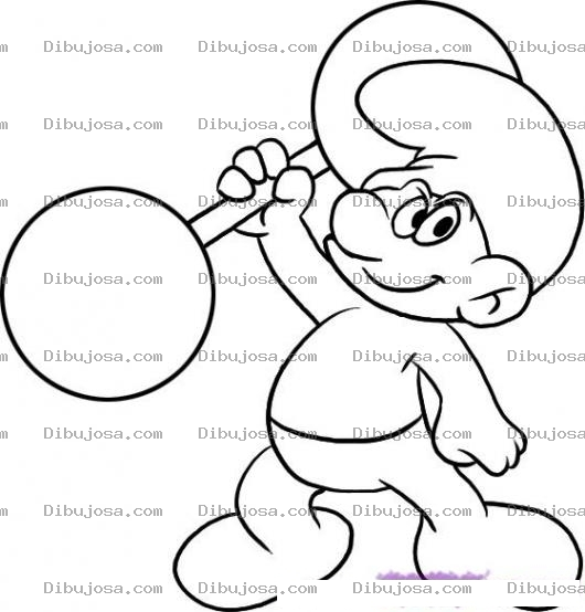 Dibujo para colorear Colorear a Pitufo fortachon