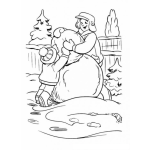 Dibujo para colorear Colorear Papa E Hijo Armando Al Hombre De Nieve