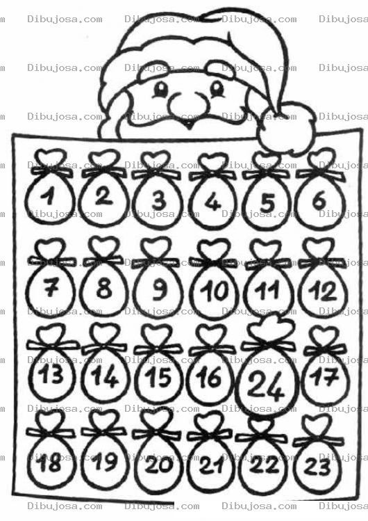 Dibujo para colorear Colorear Calendario De Santa Con Los Dias Que Faltan Para Navidad