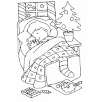 Dibujo para colorear Colorear Chiquillo Durmiendo Abrazando A Su Osito Y Con Un Dibujo De Santa Claus