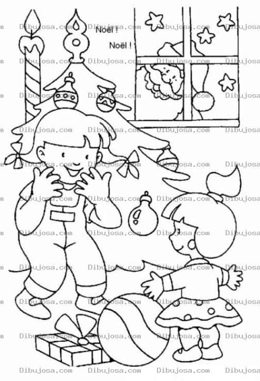 Dibujo para colorear Colorear A Santa Viendo Desde La Ventana