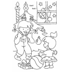 Dibujo para colorear Colorear A Santa Viendo Desde La Ventana
