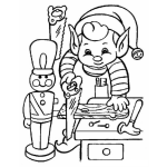 Dibujo para colorear Colorear Duende De Santaclos Haciendo Juguetes De Madera