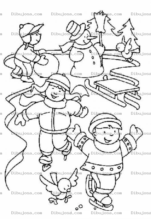 Dibujo para colorear Colorear Ninos Patinando En Hielo Para Navidad