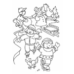 Dibujo para colorear Colorear Ninos Patinando En Hielo Para Navidad