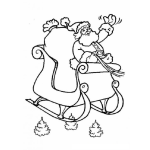Dibujo para colorear Dibujo De Santa En Trineo Con Un Gran Costal De Juguetes