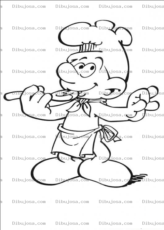Dibujo para colorear Colorear Pitufo cocinando