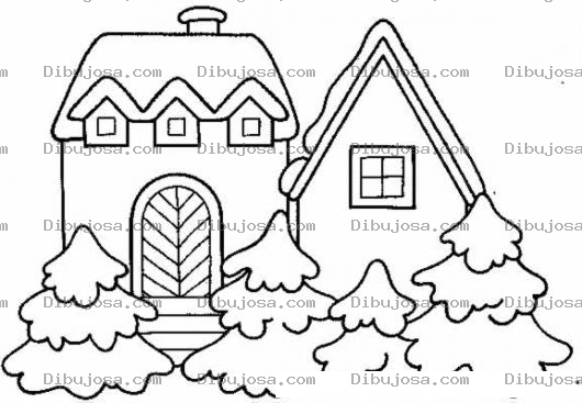 Dibujo para colorear Colorear Casitas Nevadas En Navidad