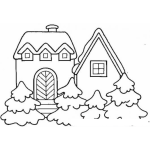 Dibujo para colorear Colorear Casitas Nevadas En Navidad