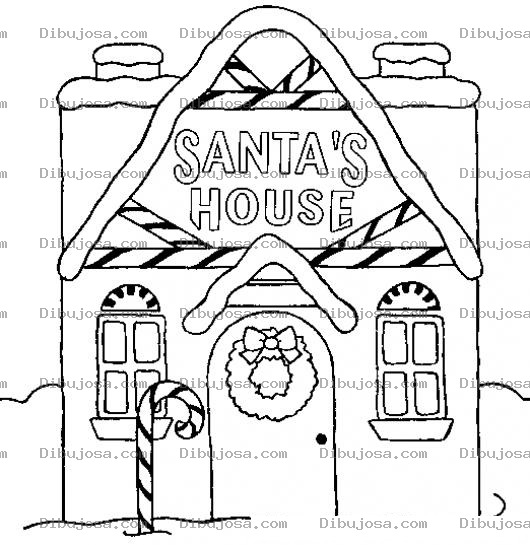 Dibujo para colorear La Casa De Santa Para Colorear